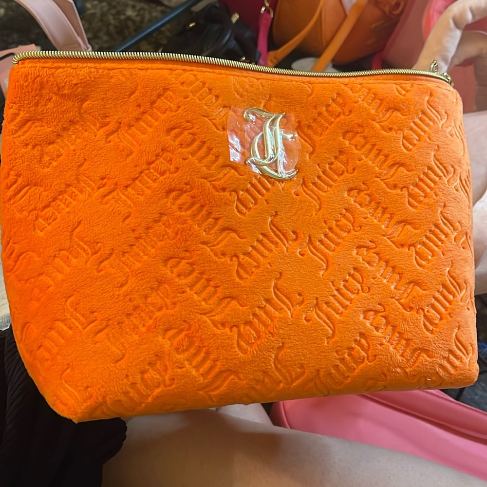 Juicy Couture Hermes Orange Velour Cosmetic Bag